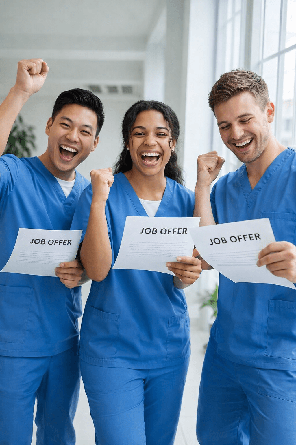 Caregiver happy after getting a job offer